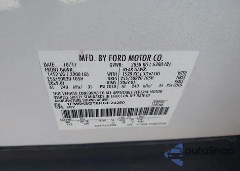 2017 Ford Explorer Sport z USA, uszkodzony, nr VIN 1FM5K8GT8HGE24250